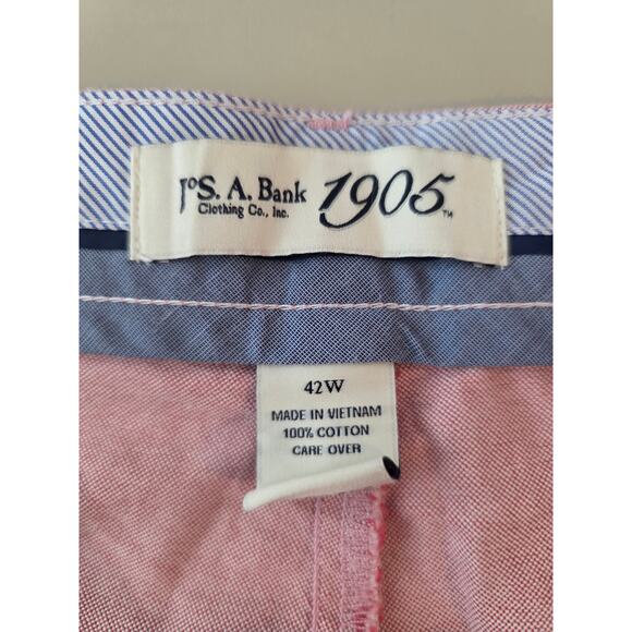 Jos A Bank red pink flat front tailored fit cotton shorts - 42 - Picture 2 of 4